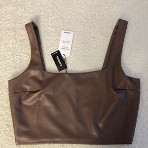 Express Brown Fitted Bustier Tank Top